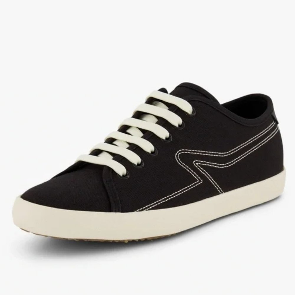 Rag & Bone Low Top Canvas Court Sneakers with Contrast Stitch Embroidery